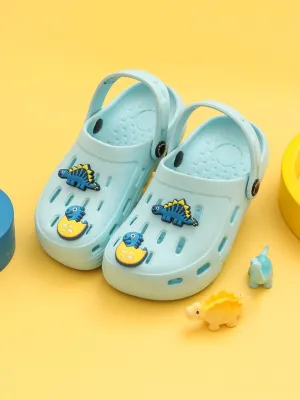 Boys' Blue Glow-in-the-Dark Clogs with Playful 3D Dinosaur Charms