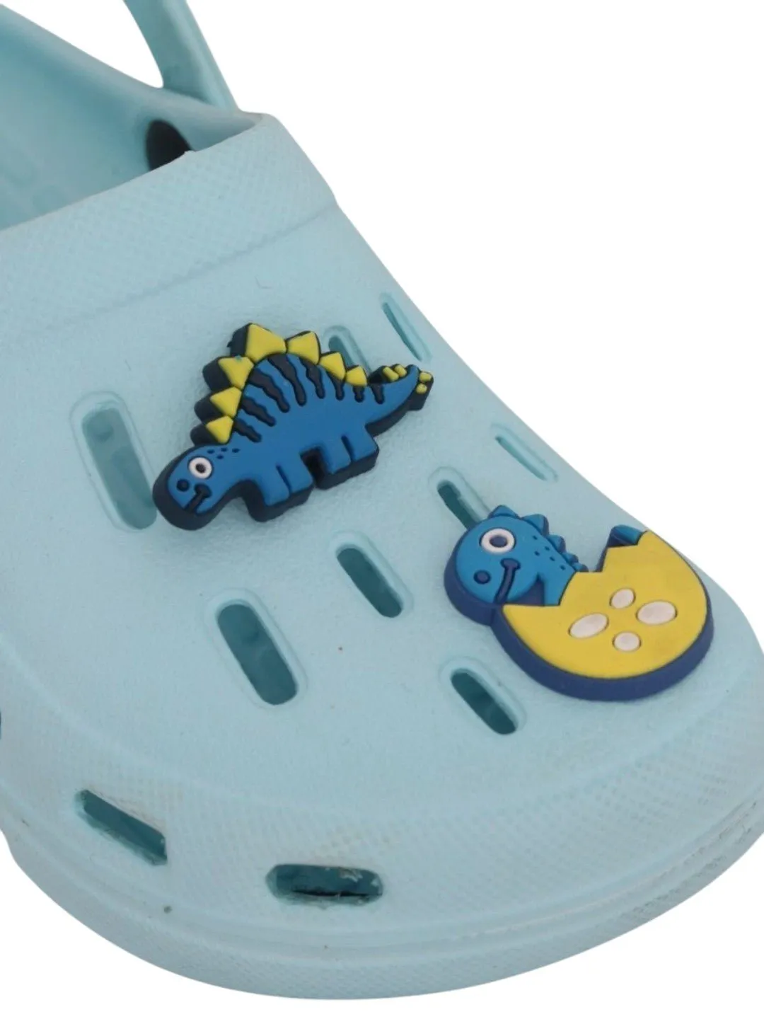 Boys' Blue Glow-in-the-Dark Clogs with Playful 3D Dinosaur Charms