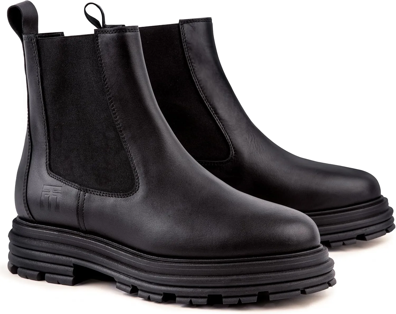 Brooklyn | 100% Made in Italy Chelsea Boots for Women, Black Italian Leather - Chunky, Non Slip Platform Sole and Lug Heel - Ankle Booties for Ladies - Ideal for Fall and Winter