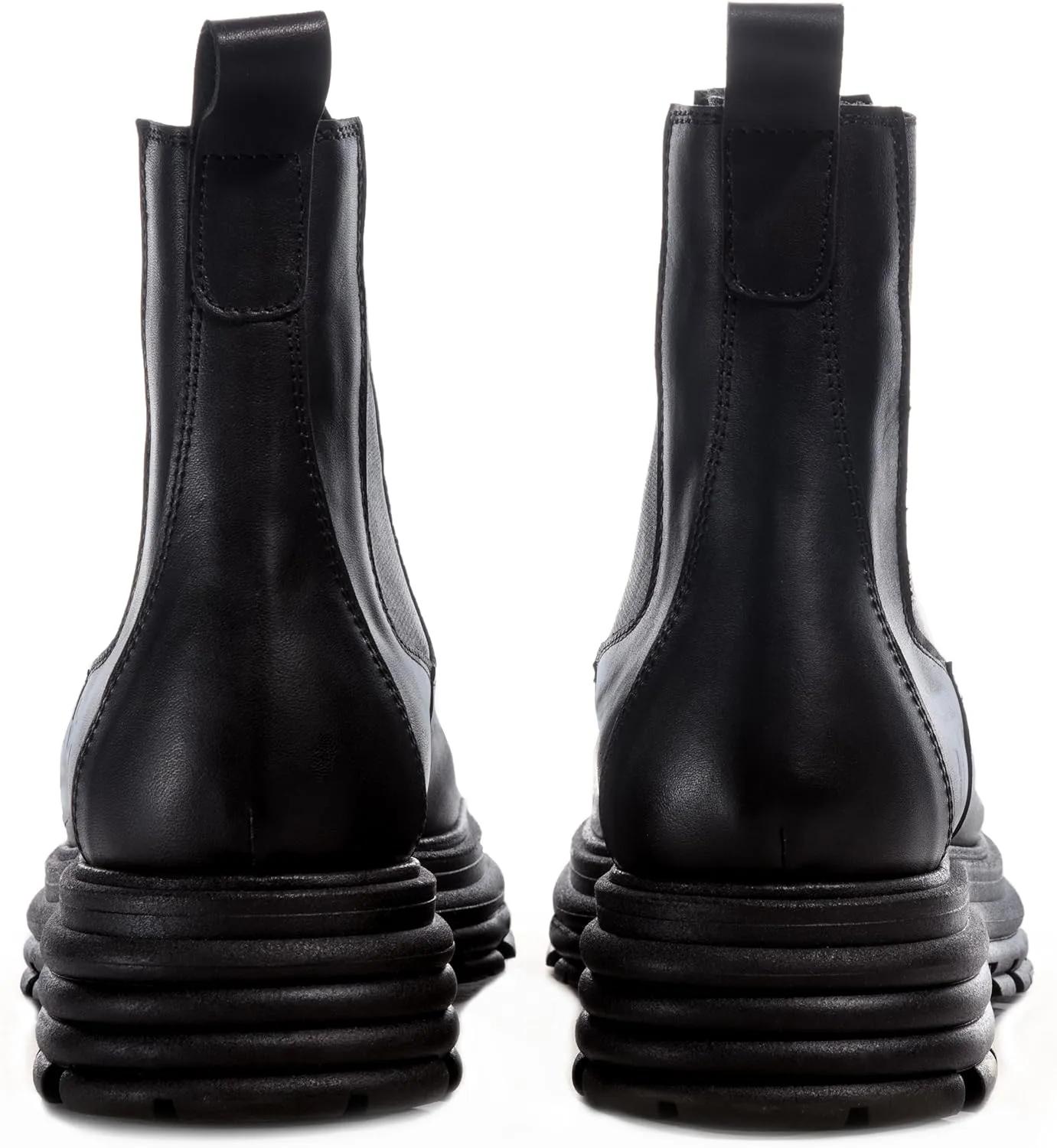 Brooklyn | 100% Made in Italy Chelsea Boots for Women, Black Italian Leather - Chunky, Non Slip Platform Sole and Lug Heel - Ankle Booties for Ladies - Ideal for Fall and Winter
