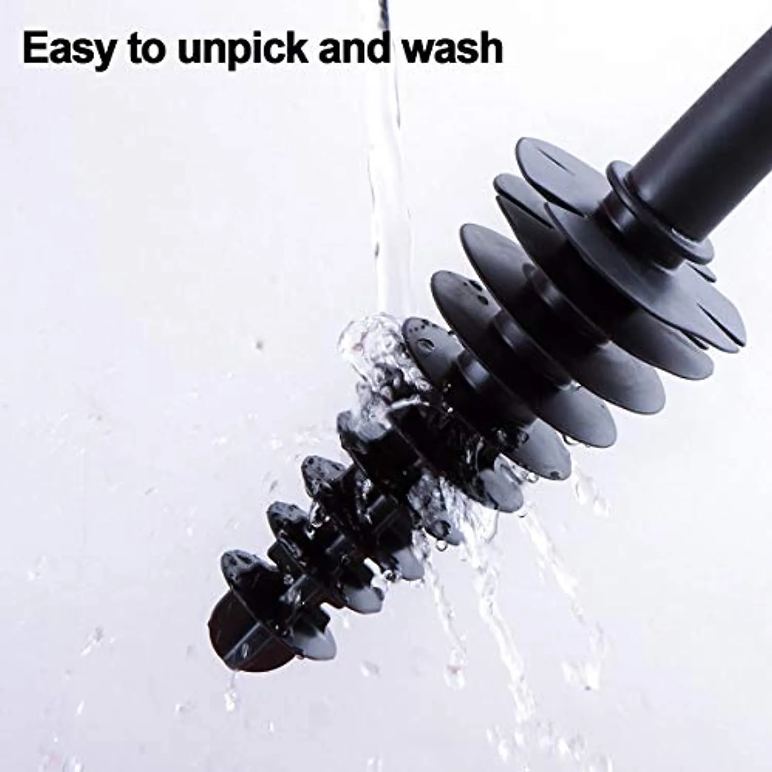 BROOM Toilet Plunger, 2020 Upgraded Two Sections Detachable Plunger for Bathroom, Toilet Dredge Tool, Stainless Steel Handle Clog Remover, Squeegee, Drain Cleaner, Hook Included (1 Pack, Black)