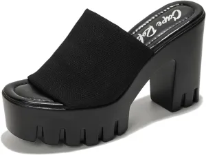 Cape Robbin Women's Round Toe Platform Sandals - Comfortable Block Heel Slip-On Summer Sandals (Echoya)