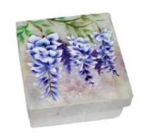 Capiz Shell Painted Trinket Box - Wisteria