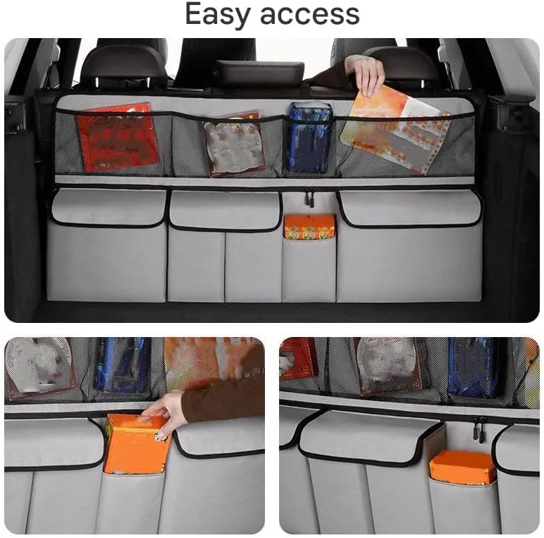 Car Boot Organiser for Ford F150 F250 F350 F450 F550 Bronco Edge Explorer Maverick Fusion C-max,Waterproof Kick Mats Seat Back Storage Bag Travel Durable Foldable Multi Pocket Journey Tidy Storage