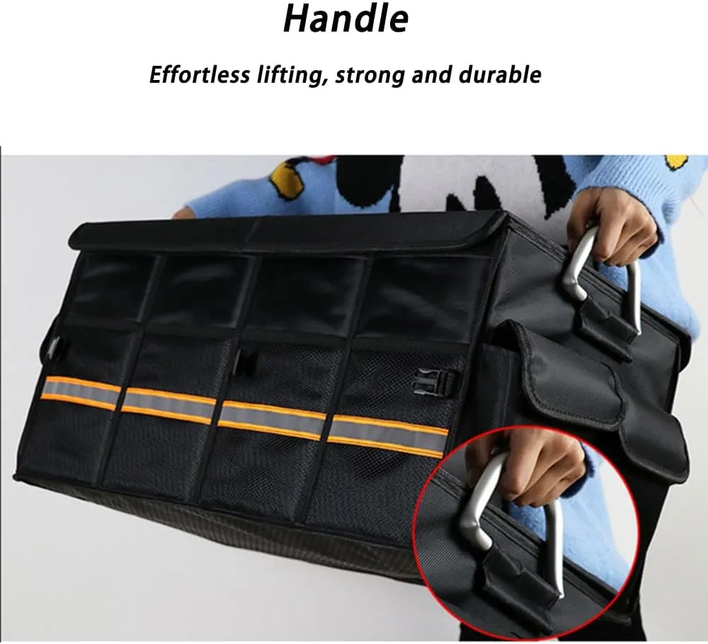 Car Boot Organiser for Lancia Ypsilon/A112/Appia/Beta/Delta/Flaminia/Flavia, Durable Car Boot Tidy Collapsible Easy to Use,B Grey-C Large