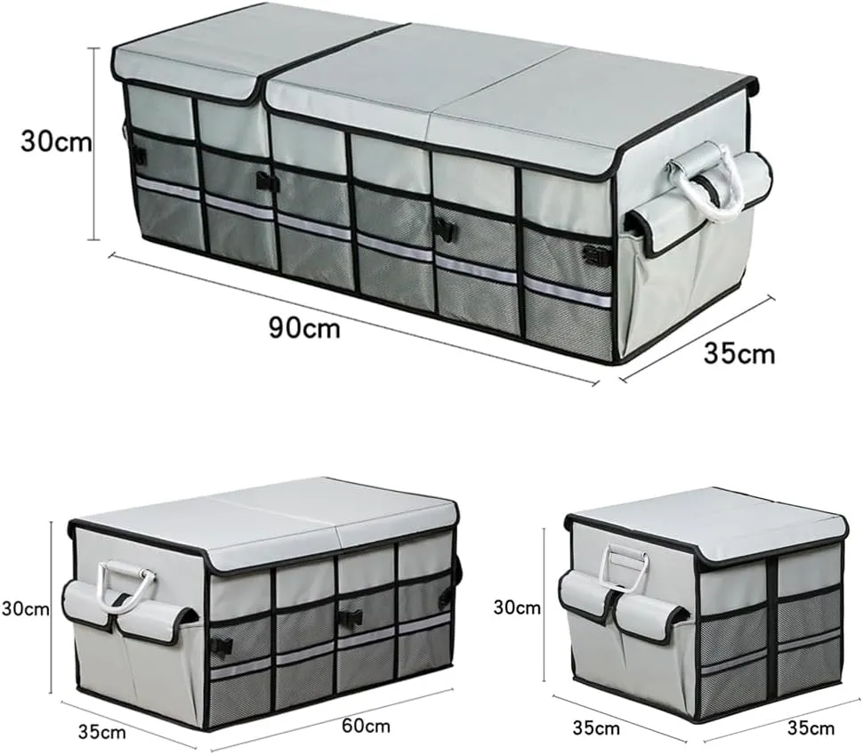 Car Boot Organiser for Lancia Ypsilon/A112/Appia/Beta/Delta/Flaminia/Flavia, Durable Car Boot Tidy Collapsible Easy to Use,B Grey-C Large