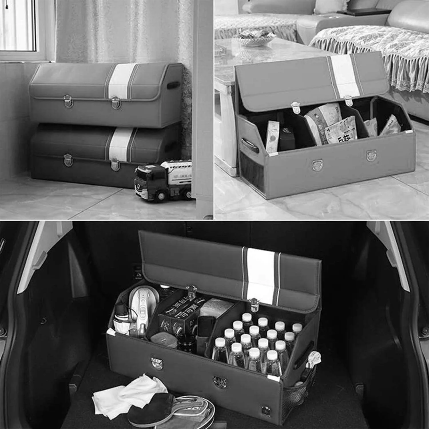 Car Boot Organiser for Ligier JS50/JS60/Myli/Pulse 4/Be Sun, Foldable Storage Box Waterproof Car Boot Tidy Storage Box Durable Car Boot Storage Organiser,B-L