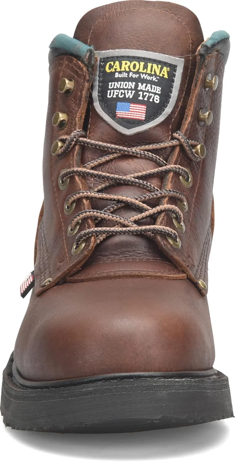 Carolina Boots Sarge 6" Soft Toe Work Boots for Men - Amber Gold Leather, AG7 Footbed, EH Rated, DRI-LEX Lining, Durable Comfort