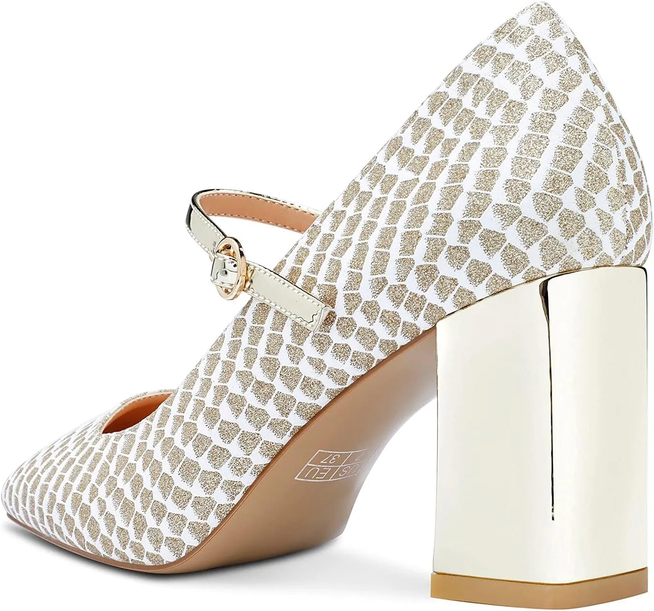 Castamere Ladies Chunky Heel Square-Toe Mary Jane Pumps Strappy Sexy Elegant Pump 3 Inch Heels