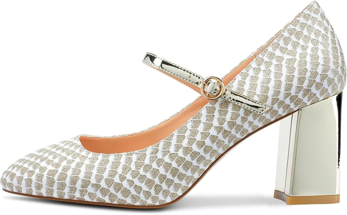 Castamere Ladies Chunky Heel Square-Toe Mary Jane Pumps Strappy Sexy Elegant Pump 3 Inch Heels