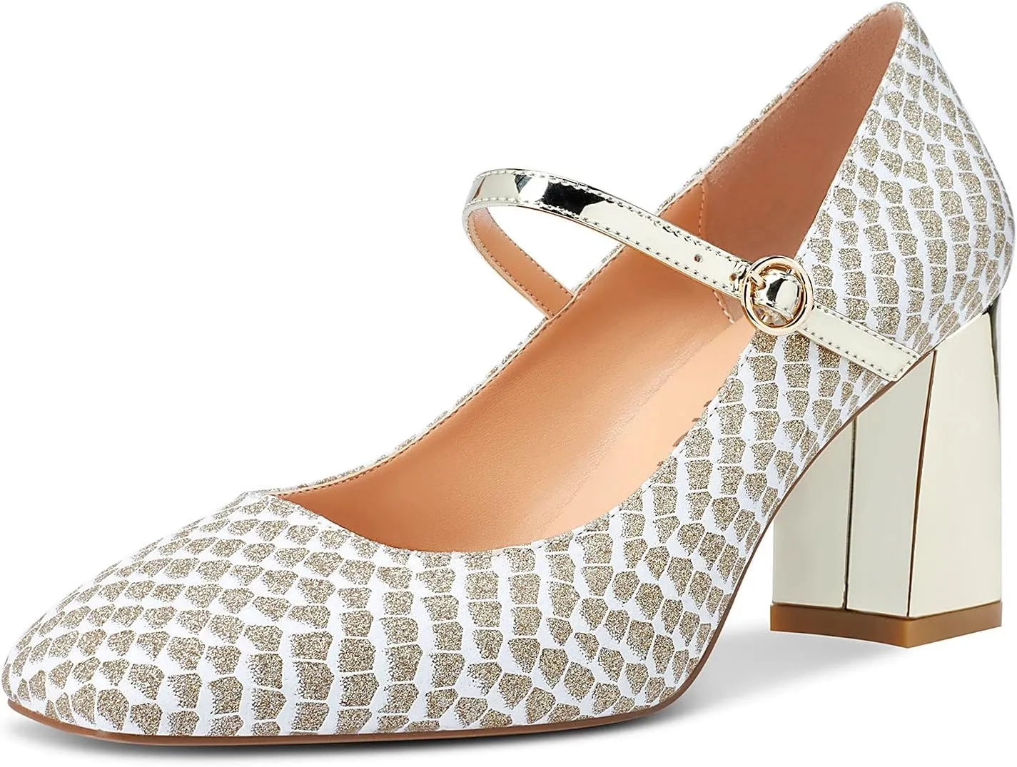 Castamere Ladies Chunky Heel Square-Toe Mary Jane Pumps Strappy Sexy Elegant Pump 3 Inch Heels