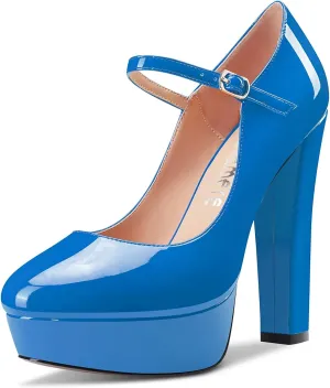 Castamere Women Chunky Block High Platform Heel Round Toe Ankle Strap Mary Jane Buckle Wedding Dress Shoes