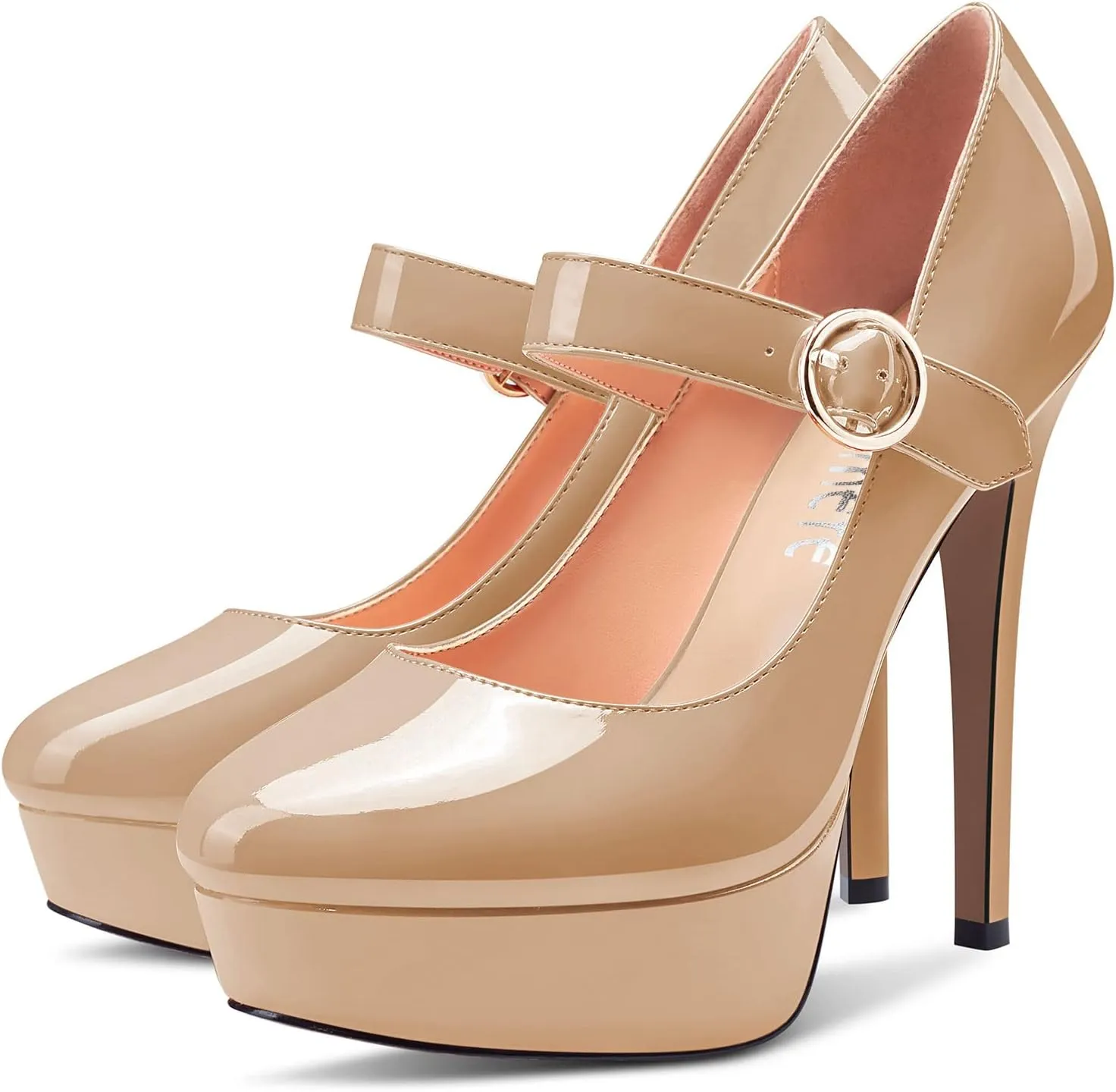 Castamere Women Stiletto High Platform Heel Round Toe Mary Jane Pumps Slip-on Classic Cute Dress 5.1 Inches Heels