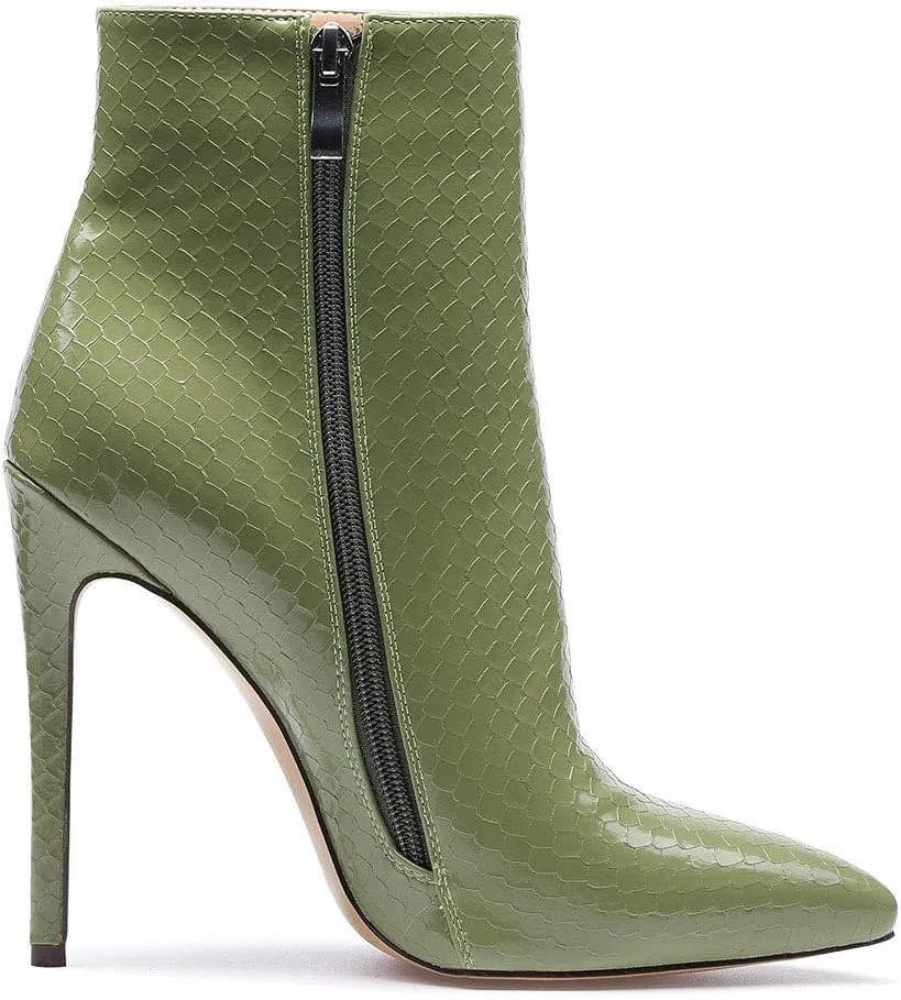 Castamere Womens High Heel Ankle Boots Pointed Toe Slip-on Stiletto Boot with Zipper 12CM Heels