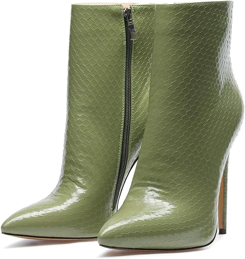 Castamere Womens High Heel Ankle Boots Pointed Toe Slip-on Stiletto Boot with Zipper 12CM Heels