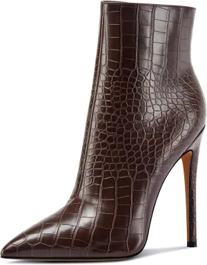 Castamere Womens High Heel Ankle Boots Pointed Toe Slip-on Stiletto Boot with Zipper 12CM Heels