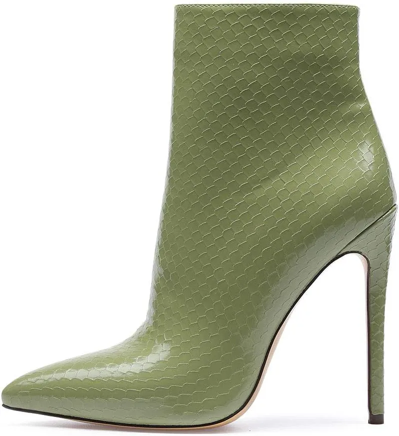 Castamere Womens High Heel Ankle Boots Pointed Toe Slip-on Stiletto Boot with Zipper 12CM Heels