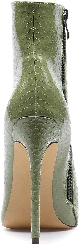 Castamere Womens High Heel Ankle Boots Pointed Toe Slip-on Stiletto Boot with Zipper 12CM Heels