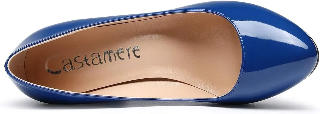 Castamere Women's High Heels Round Toe Slip-On Pumps Block Heel 8CM