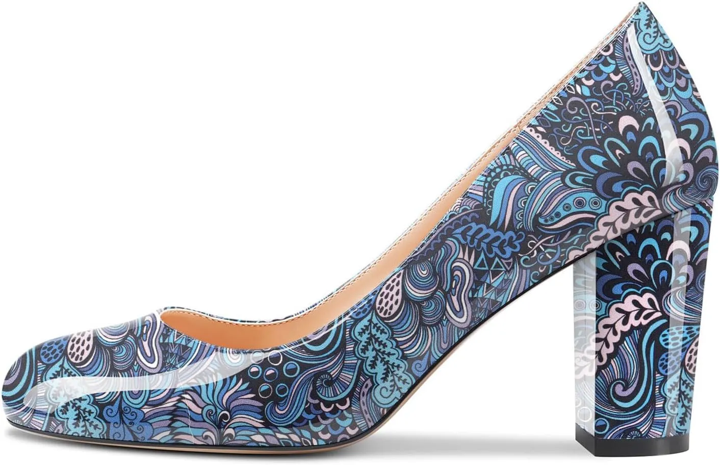 Castamere Women's High Heels Round Toe Slip-On Pumps Block Heel 8CM