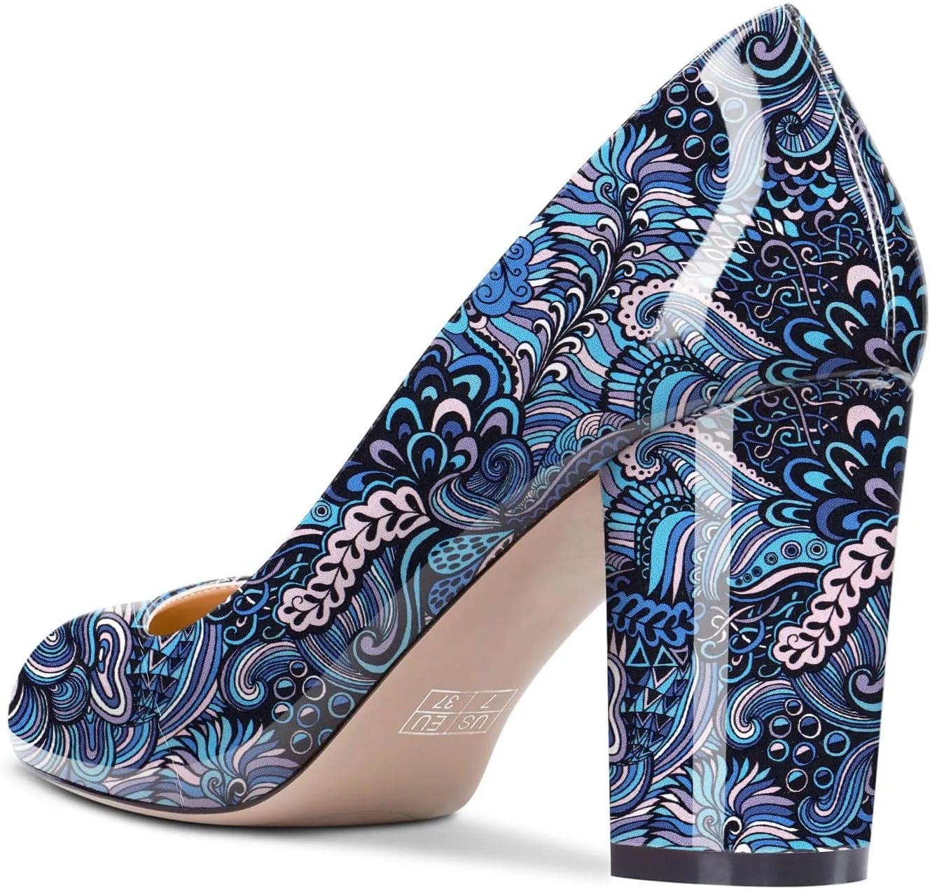 Castamere Women's High Heels Round Toe Slip-On Pumps Block Heel 8CM