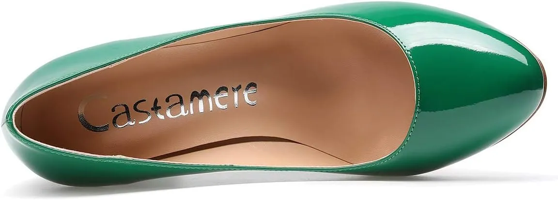 Castamere Women's High Heels Round Toe Slip-On Pumps Block Heel 8CM