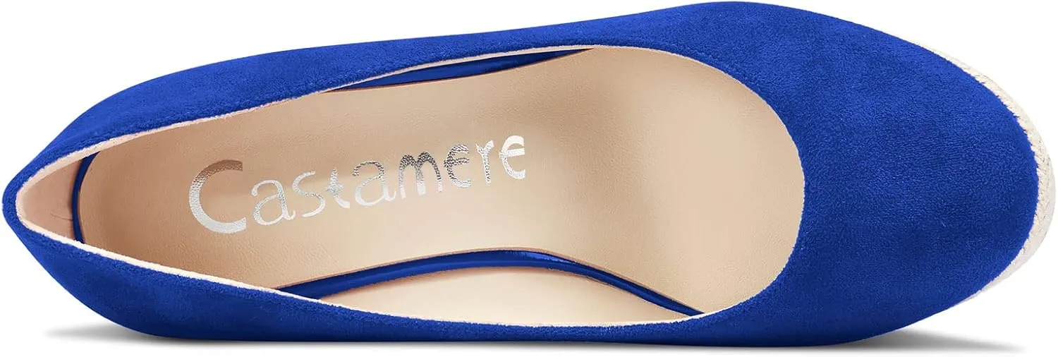 Castamere Womens Platform High Heel Round Toe Pumps Slip-on Wedding Office Classic Shoes 3.9 Inches Heels