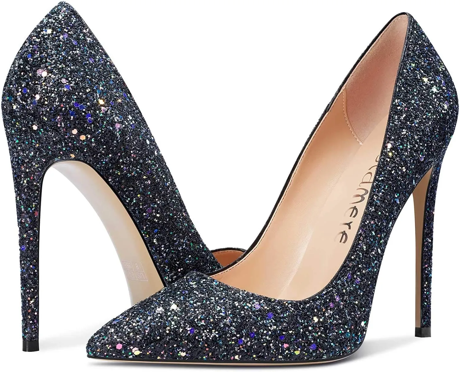 Castamere Womens Sky High Heels Basic Pumps Pointed-Toe Slip-On Stilettos 12CM Heel Shoes