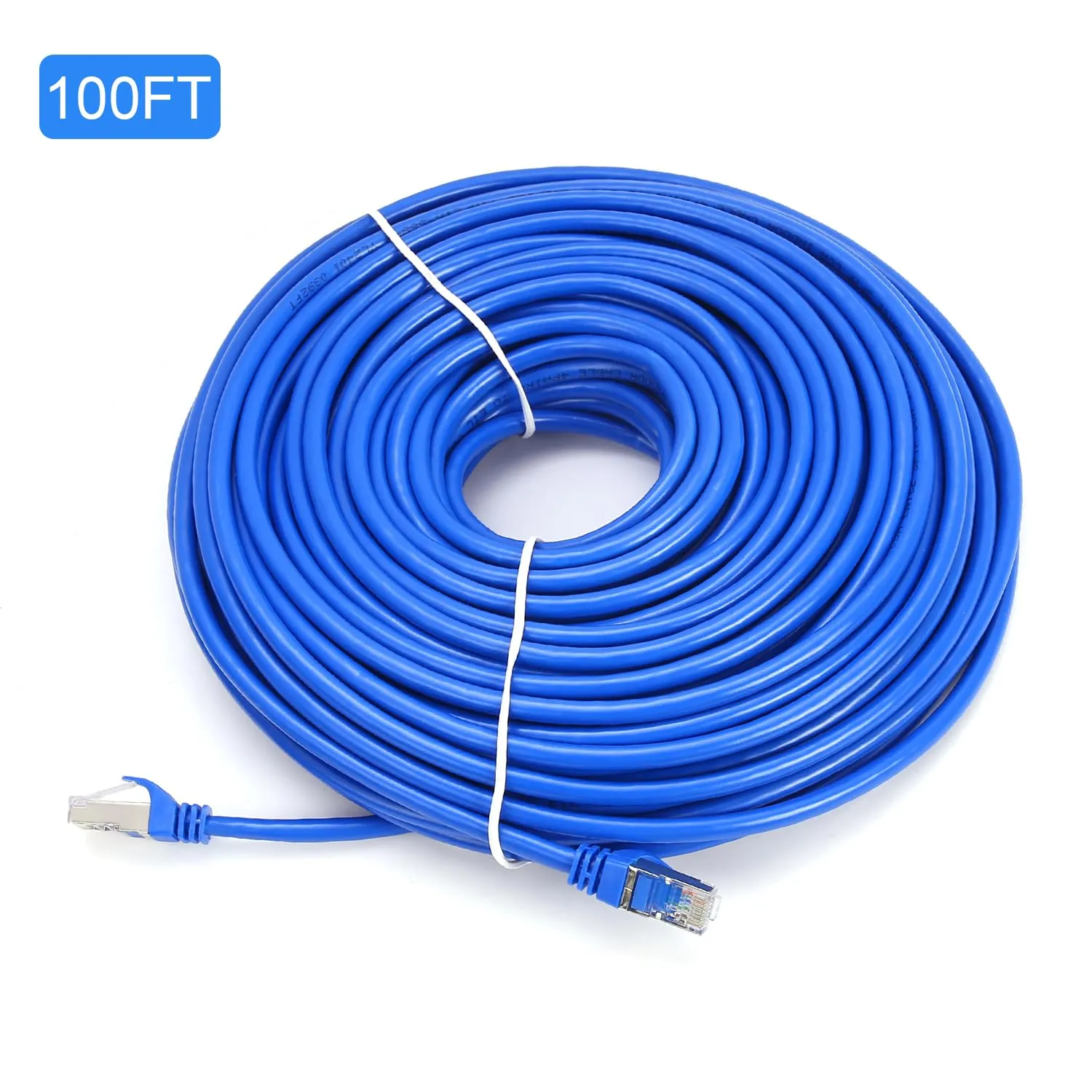 CAT 6 Shielded Ethernet Cable 100 FT, Indoor High-Speed (SFTP) 10Gbps Snagless Shielded 100FT Ethernet Cable for Internet, Router, Computer, PlayStation, Xbox, POE Camera, Printer - Blue