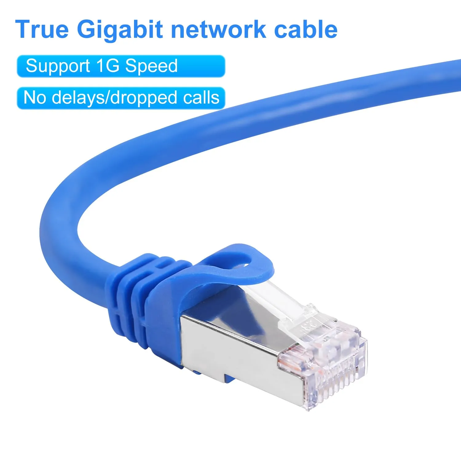 CAT 6 Shielded Ethernet Cable 100 FT, Indoor High-Speed (SFTP) 10Gbps Snagless Shielded 100FT Ethernet Cable for Internet, Router, Computer, PlayStation, Xbox, POE Camera, Printer - Blue