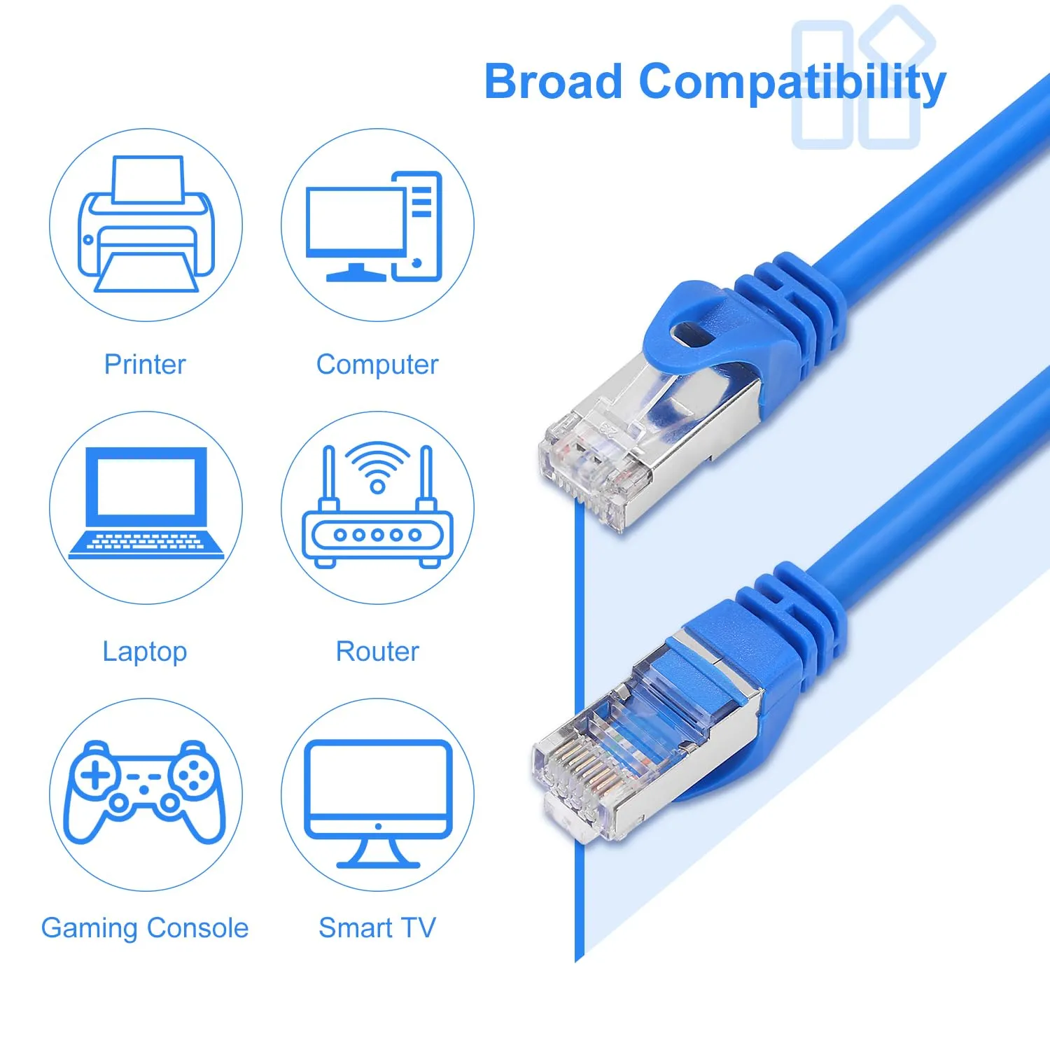 CAT 6 Shielded Ethernet Cable 100 FT, Indoor High-Speed (SFTP) 10Gbps Snagless Shielded 100FT Ethernet Cable for Internet, Router, Computer, PlayStation, Xbox, POE Camera, Printer - Blue