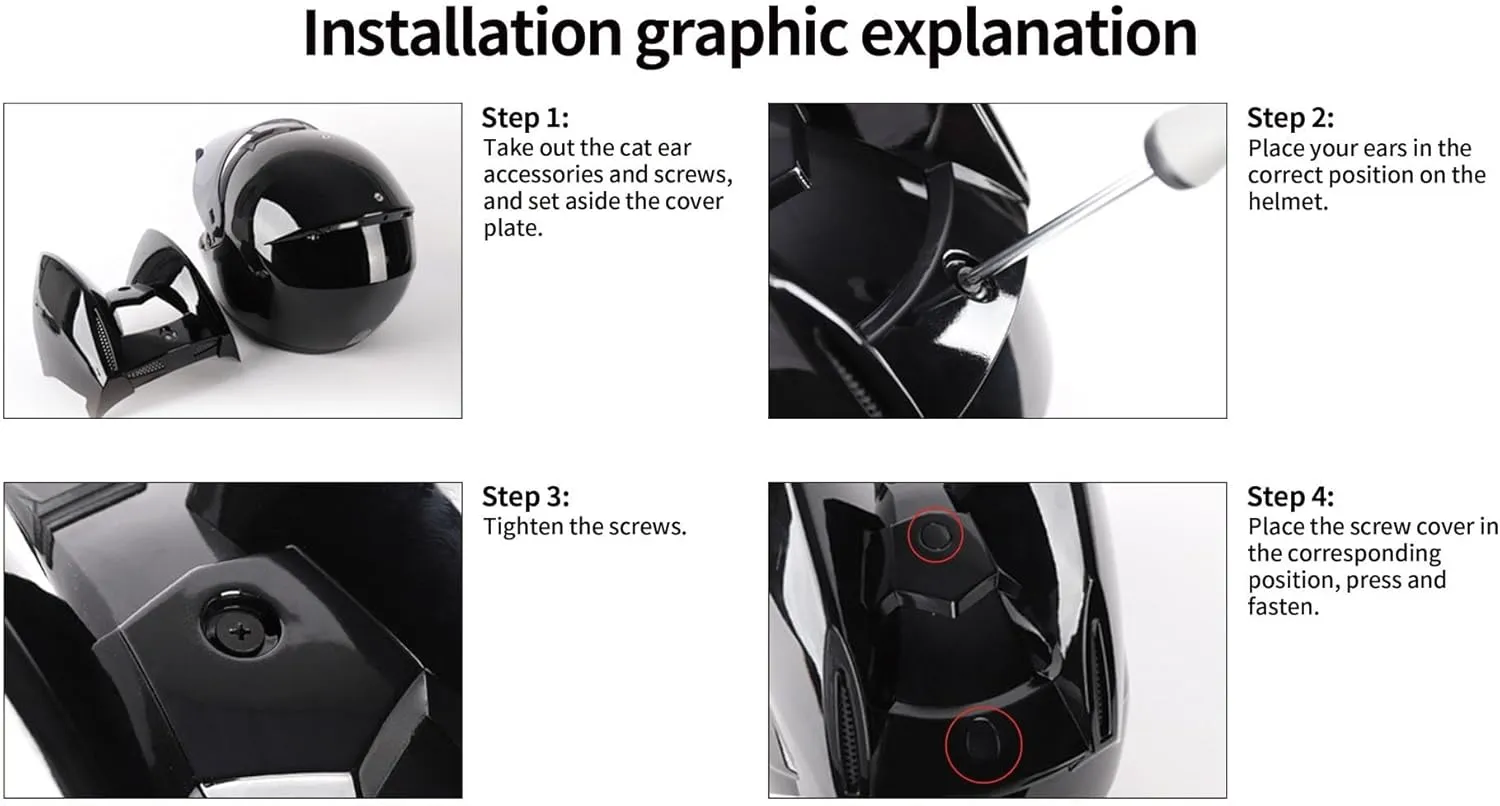 Cat Ears Motorcycle Bluetooth Helmet,Adult Motorbike Electric Pilot Crash Helmets,Integrated Flip Up Full Face Street Vespa Helmet for Cruiser Scooter Chopper ATV Moped DOT Approved