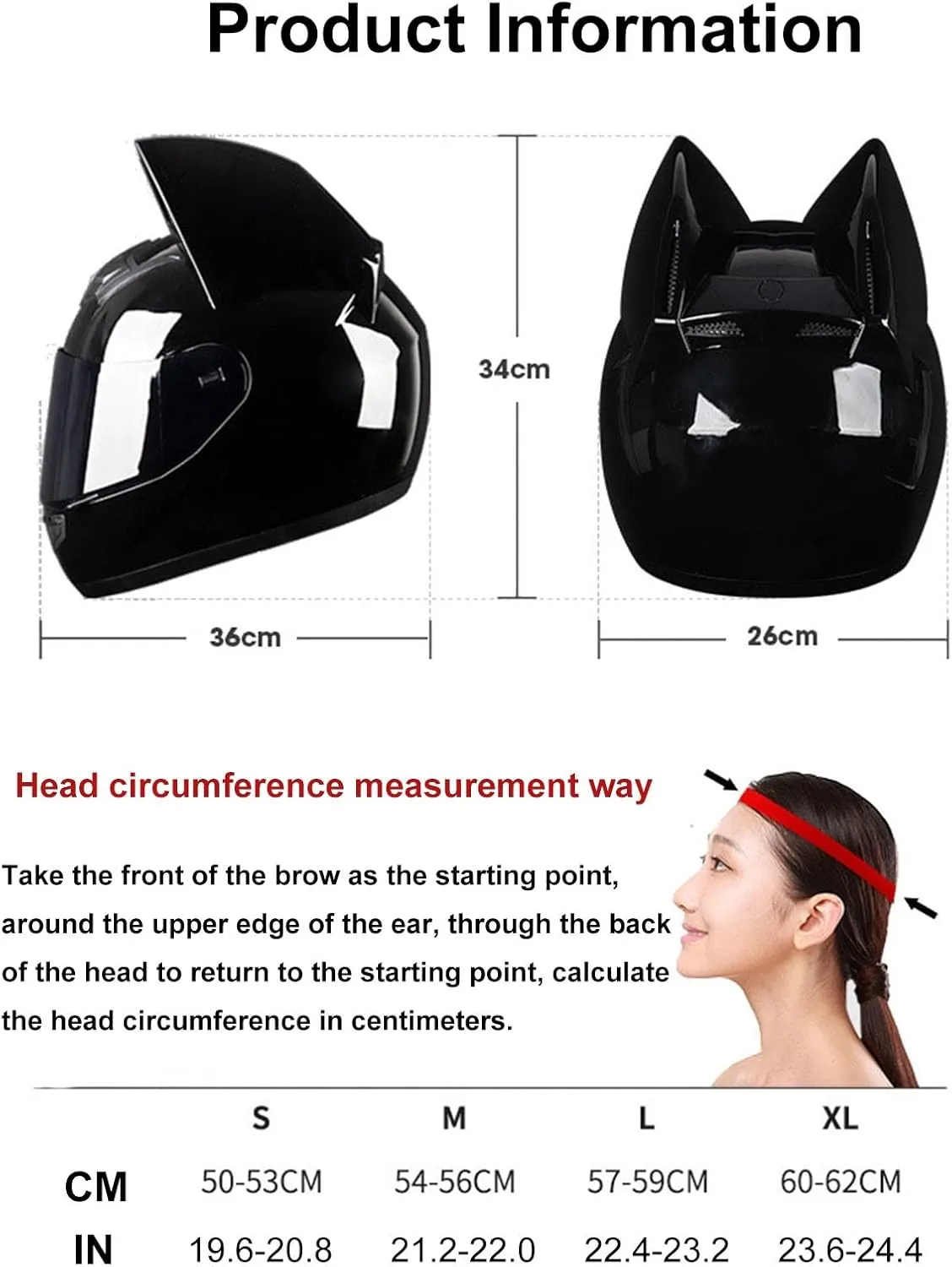 Cat Ears Motorcycle Bluetooth Helmet,Adult Motorbike Electric Pilot Crash Helmets,Integrated Flip Up Full Face Street Vespa Helmet for Cruiser Scooter Chopper ATV Moped DOT Approved