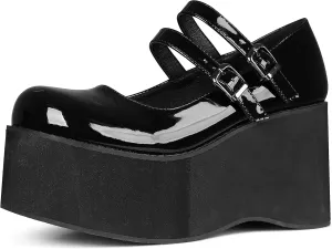 CELNEPHO Mary Jane Shoes Women Cute Ankle Strap Platform Wedge High Heel Pumps Gothic Party Dress Shoes for Women
