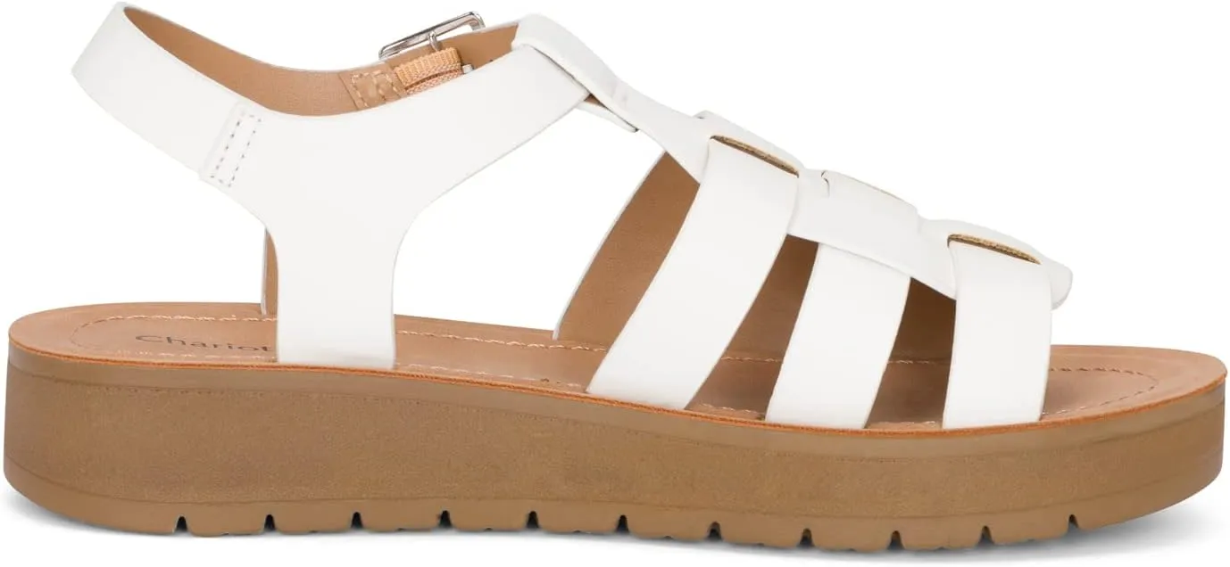 Chariot & Co Brag Women’s Platform Gladiator Sandals – PU Leather Strappy Fisherman Style, Summer Open Toe Sandal