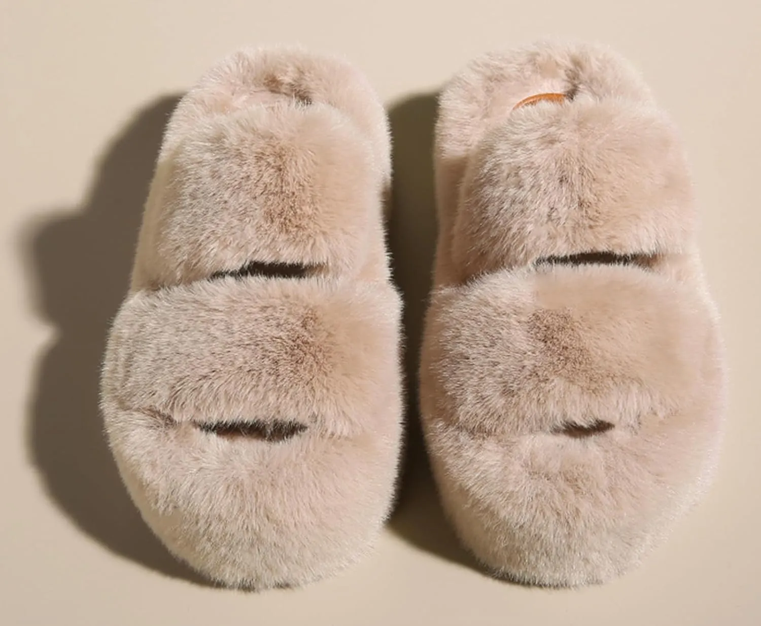 ChayChax Women Fluffy Platform Slippers Double Strap Memory Foam House Shoes Open Toe Soft Fuzzy Indoor Outdoor Slides with Non Slip Rubber Sole