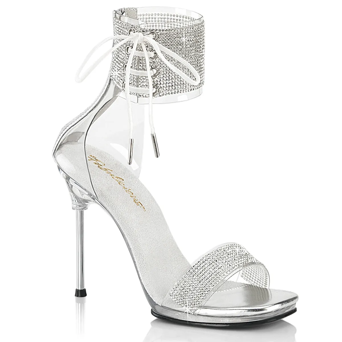 CHIC-47 - Clear-Silver Rhinestone Heels