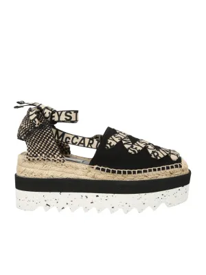 Chic Black Espadrilles With Tie-Fastening Ankle Strap