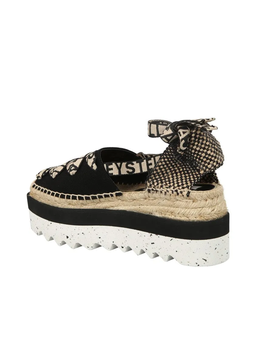 Chic Black Espadrilles With Tie-Fastening Ankle Strap
