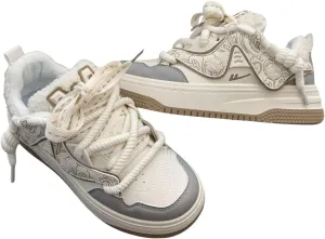 Chic Pastel Aesthetic Platform Shoes - Chunky Sneakers for Women, Available with or Without Faux Fur Trim