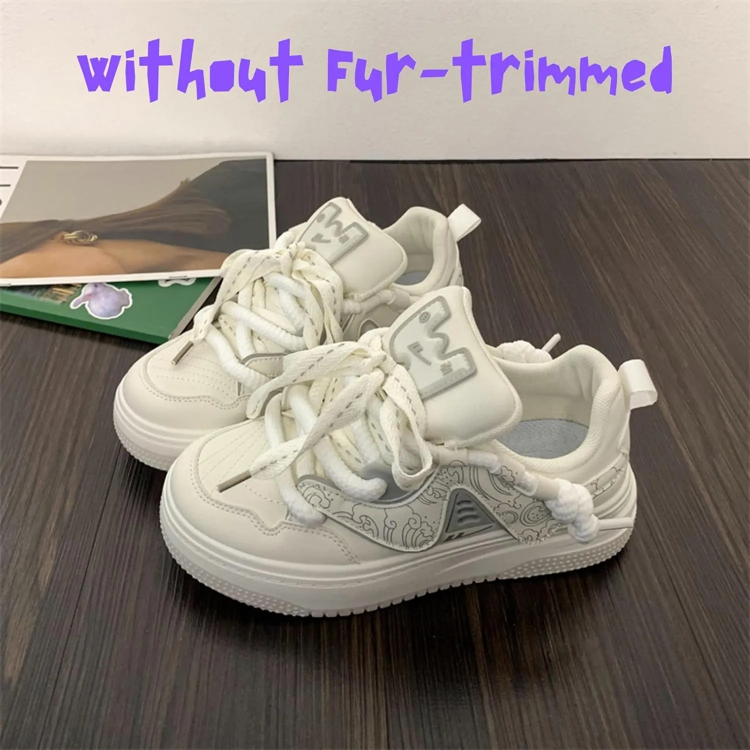 Chic Pastel Aesthetic Platform Shoes - Chunky Sneakers for Women, Available with or Without Faux Fur Trim