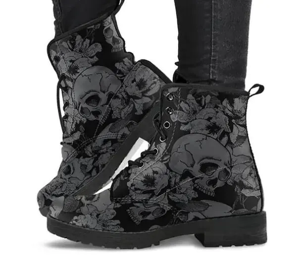Chic Skull Pattern Ankle Boots