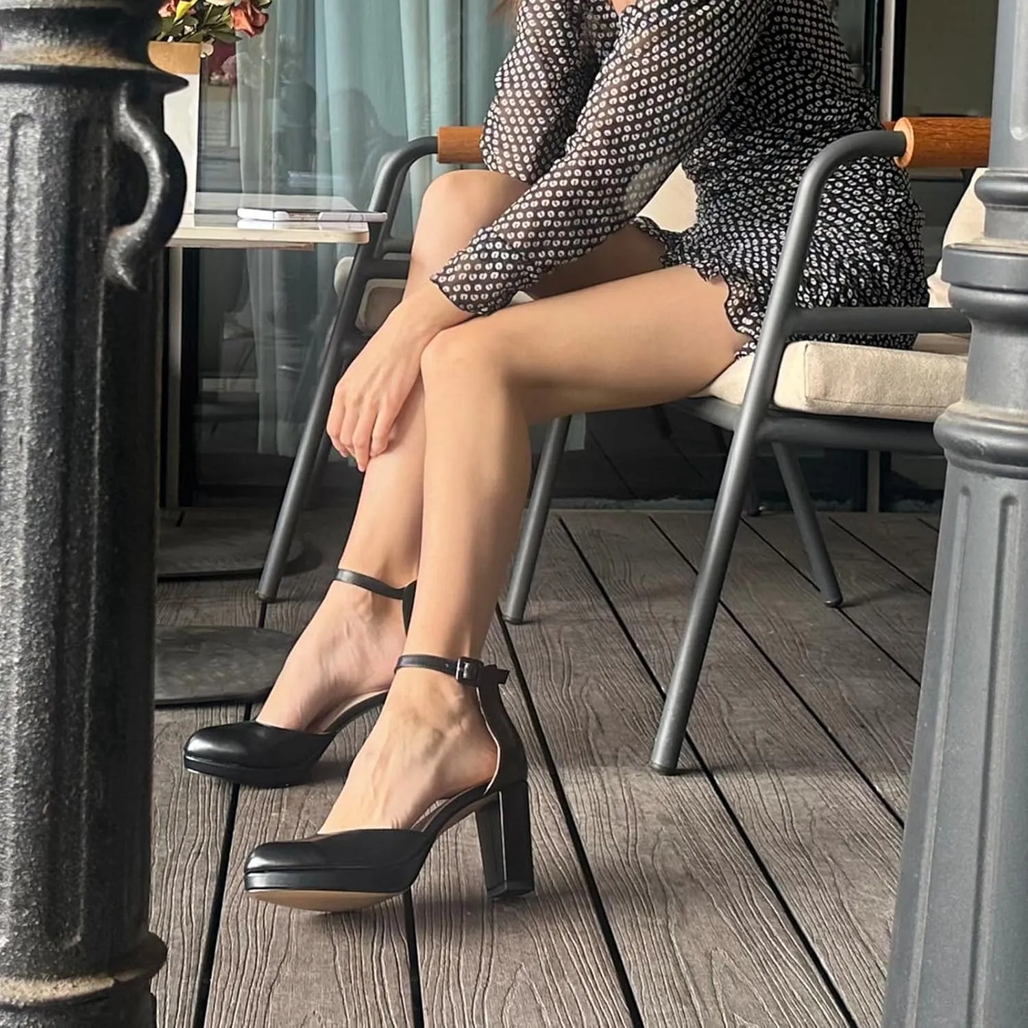 Chunky Closed Toe Heels for Women, Women's Platform Chunky Heels Closed Toe Block Ankle Strap Dress Buckle Round Toe Wedding Party Comfortable Pumps Shoes