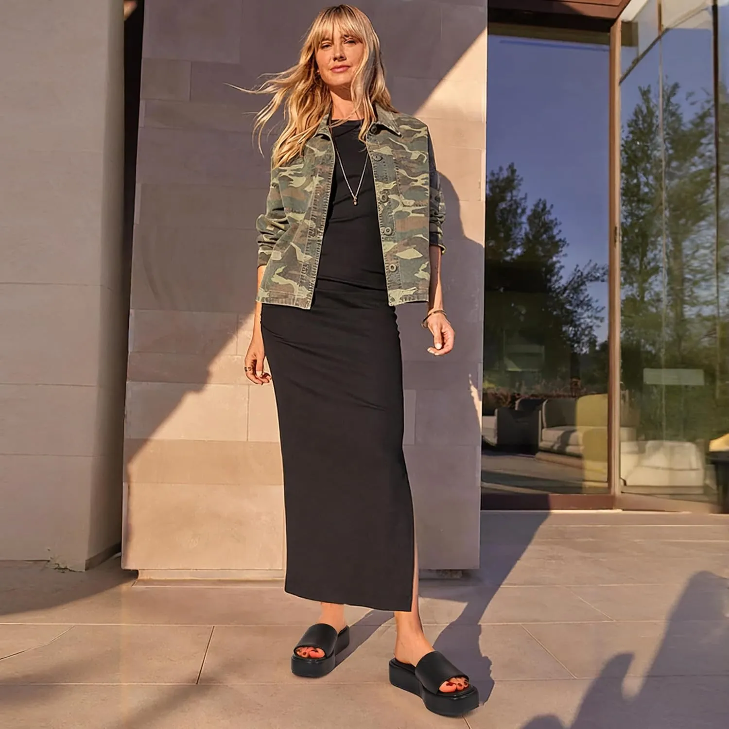 Chunky Platform Sandals Women Comfy Padded Wedge Sandals Square Open Toe Soft Mules Platform Slides for Women Summer Casual Flatform Shoes