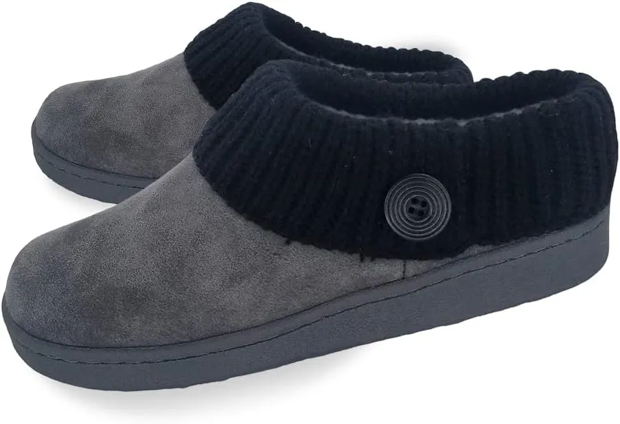 Clarks Amanda Grey Indoor Outdoor Clog Rounded Closed Toe Winter Mules