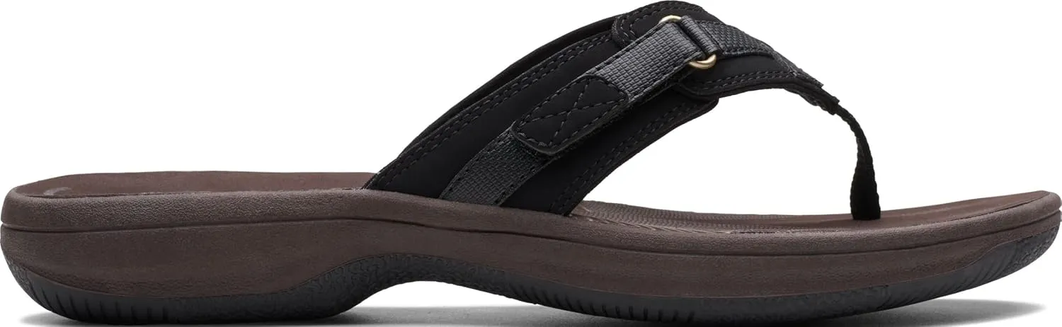 Clarks Womens Breeze Sea Flip-Flop Sandals - Comfortable Flip Flop with Adjustable Hook and Arch Support - Casual Summer Wearing Cloudsteppers for Everyday