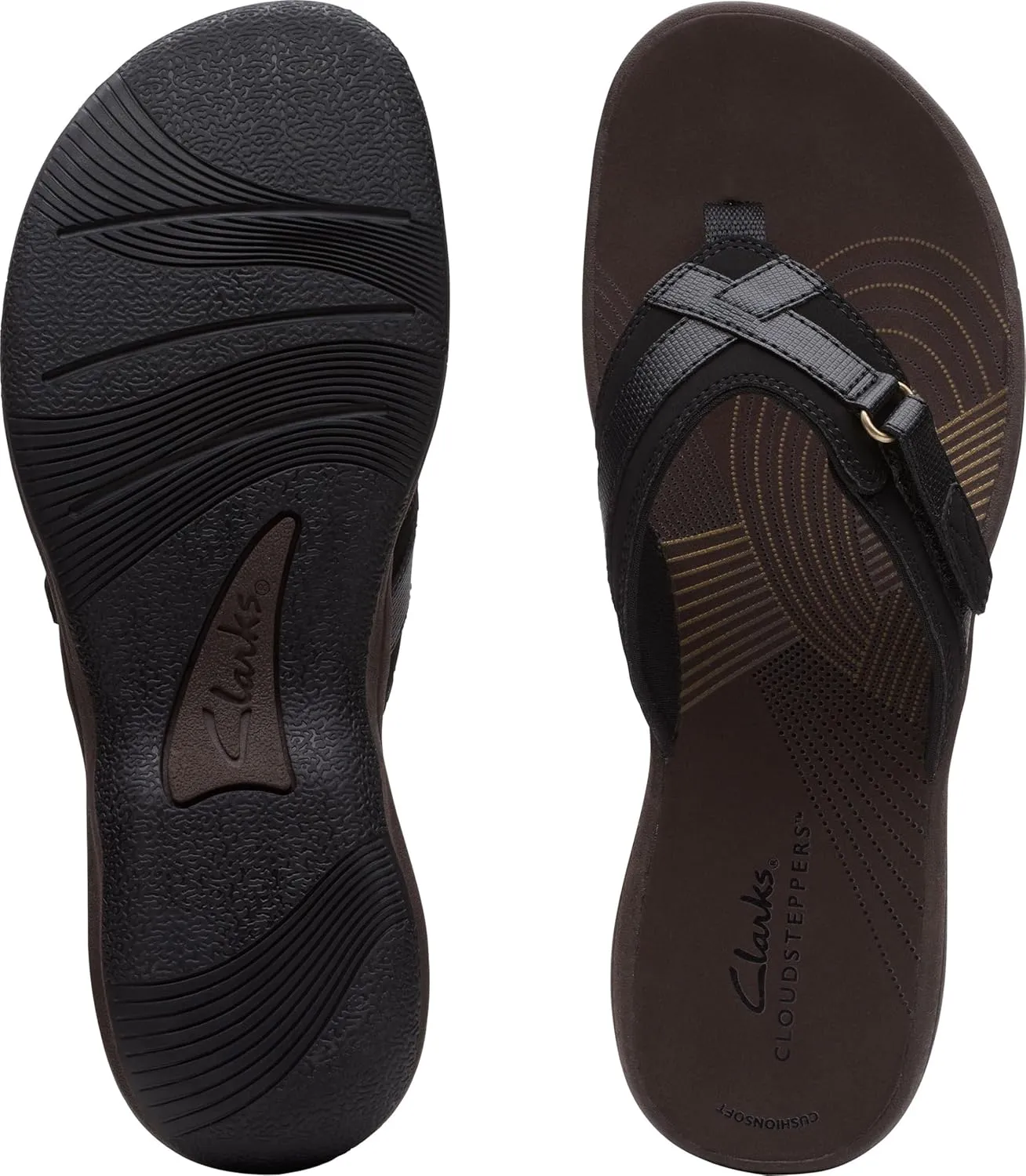 Clarks Womens Breeze Sea Flip-Flop Sandals - Comfortable Flip Flop with Adjustable Hook and Arch Support - Casual Summer Wearing Cloudsteppers for Everyday