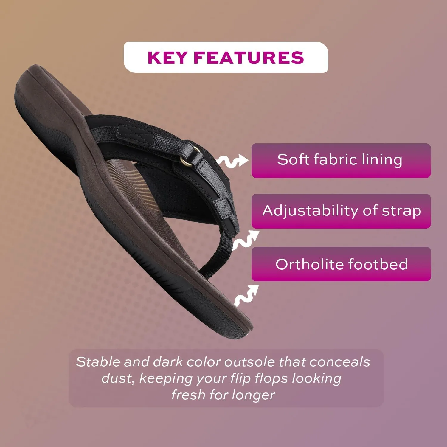 Clarks Womens Breeze Sea Flip-Flop Sandals - Comfortable Flip Flop with Adjustable Hook and Arch Support - Casual Summer Wearing Cloudsteppers for Everyday
