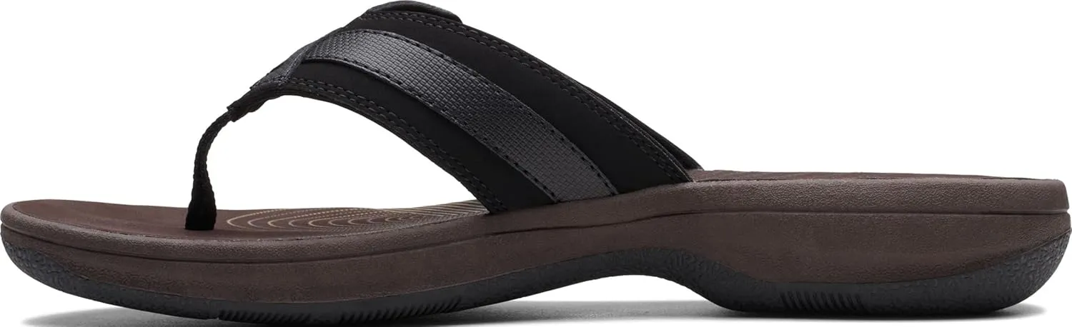 Clarks Womens Breeze Sea Flip-Flop Sandals - Comfortable Flip Flop with Adjustable Hook and Arch Support - Casual Summer Wearing Cloudsteppers for Everyday