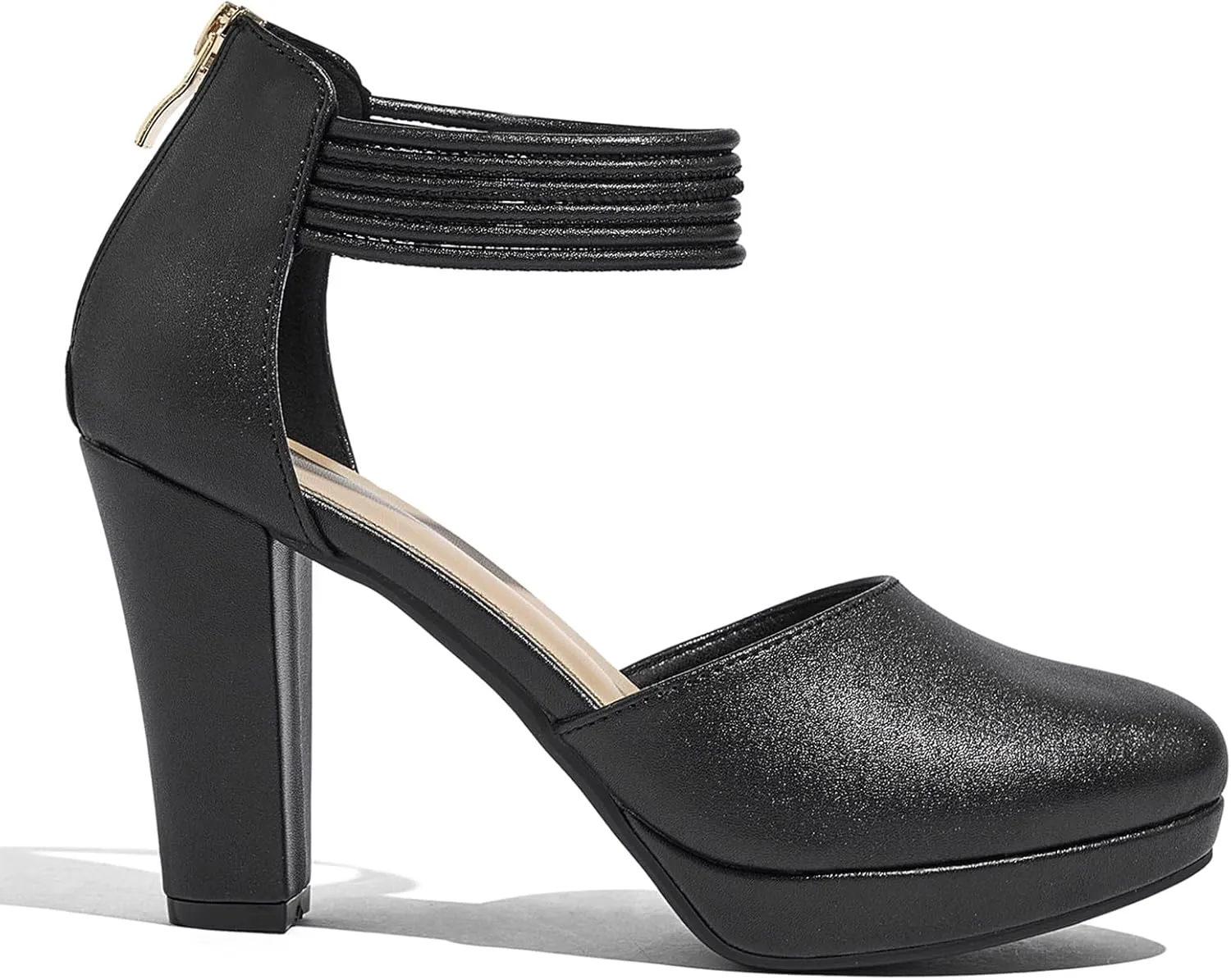 Closed Toe Heels Platform Heels Ankle Strap Dress Shoes for Women